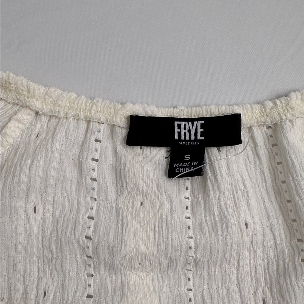 Frye Salt Breeze cream off-white split neck long sleeve peasant blouse - Picture 9 of 12